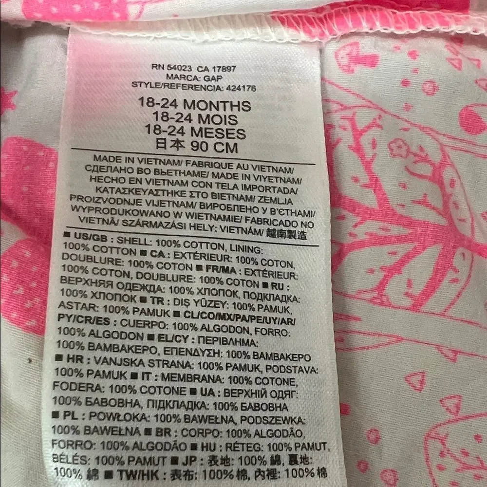 GAP White Dress with Neon Pink Accents size 18-24 months